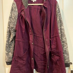 Torrid anorak jacket with knit sleeves and hood sz 3
